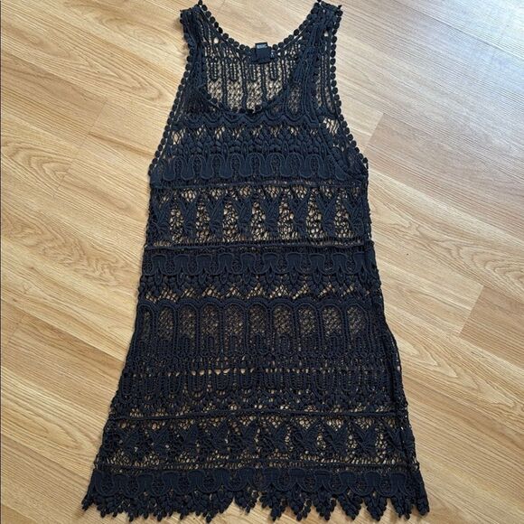 Forever 21 Other - Forever 21 Black Lace Crotchet Sleeveless Swim Coverup Dress Resort Size Small